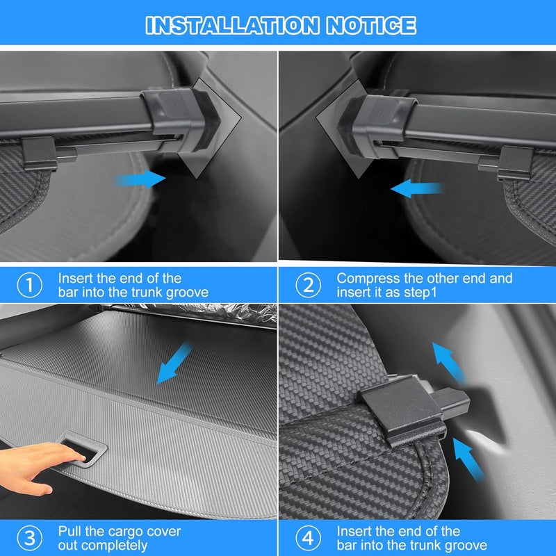 AUXKO Retractable Cargo Cover for Audi Q5 SQ5 2024-2018, Trunk Cargo Cover Luggage Security Shade Cover for 2024 Audi Q5 Shielding Anti-Peeping Luggage Privacy Screen, Carbon Fiber(Not for Sportback) - Image 4